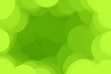Green bubbles abstract background, circles shapes, geometric background, digital drawing.