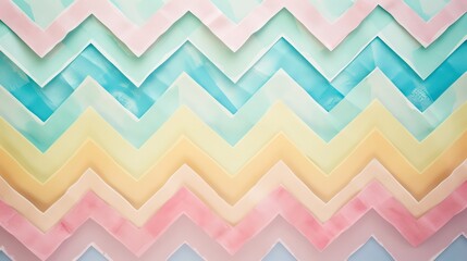 Background featuring pastel colors in a zigzag pattern, reminiscent of craft paper, adding a touch of whimsy and charm to the scene.
