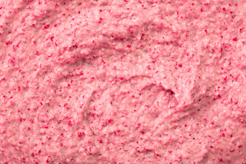 Berry yoghurt ice cream. Smoothies from fresh fruits and berries. Ice cream texture. Delicious sweet dessert close-up as a background.