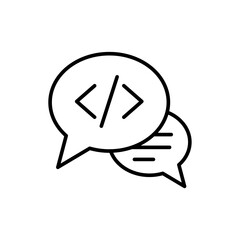 Chat programming outline icons, minimalist vector illustration ,simple transparent graphic element .Isolated on white background