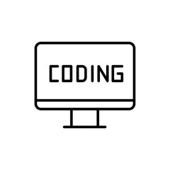 Coding outline icons, minimalist vector illustration ,simple transparent graphic element .Isolated on white background
