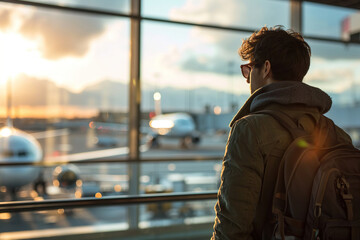 Fototapeta premium Traveller at the airport Created with Generative AI Technology