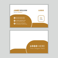 Dark amber color creative modern corporate business card design template with editable content.
