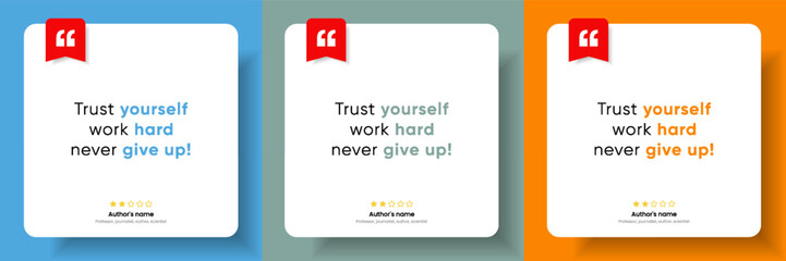 3D bubble testimonial banner, quote, infographic. Social media post template designs for quotes. Empty speech bubbles, quote bubbles and text box. Vector Illustration EPS10.