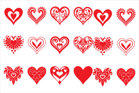 love Heart Symbol Ions Set, heart vector for valentine's day, valentine's day hearts candy, valentine hearts clip art, Heart Vector for t-shirt design.