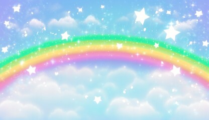Dream cute fantasy sky rainbow glitter background material