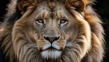  a close up of a lion's face with a blurry look on it's face and it's face is slightly slightly blurred out of focus.