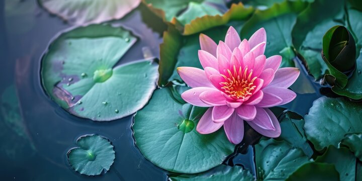 pink lotus water plant in morning light