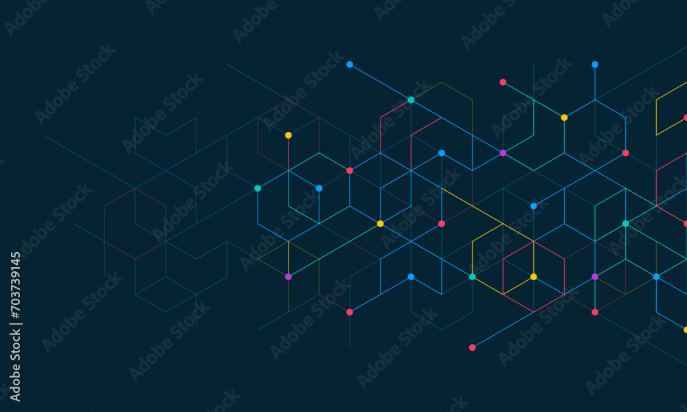 Poster Abstract vector background with simple geometric figures and dots