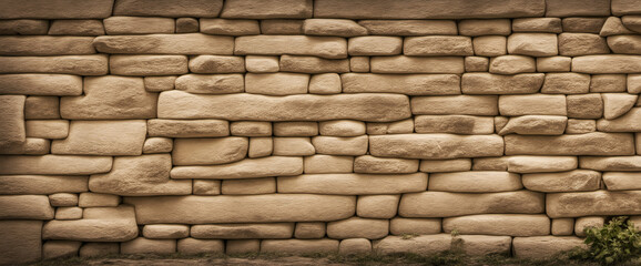 Fototapeta premium Old stone wall. Sepia toned. Retro style. Grunge rock background with copy space.