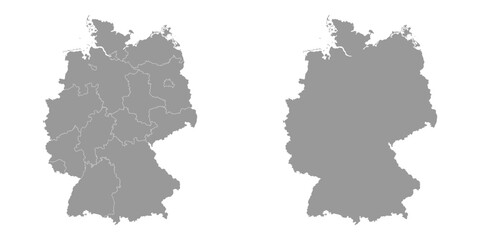 Germany grey map with regions. Vector illustration. - obrazy, fototapety, plakaty