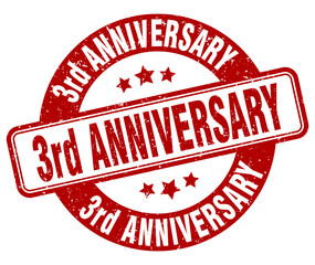 3rd anniversary stamp. 3rd anniversary label. round grunge sign