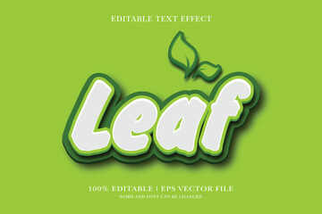 Leaf Editable text Effect with  3d vector design
