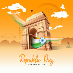 Happy Republic Day Celebration Greeting Background	