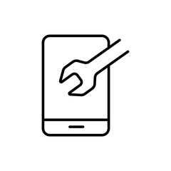 Mobile repair outline icons, minimalist vector illustration ,simple transparent graphic element .Isolated on white background