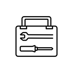 Repair box outline icons, minimalist vector illustration ,simple transparent graphic element .Isolated on white background