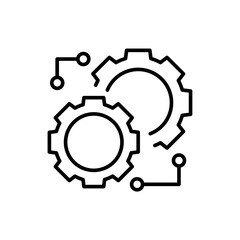 Cogwheel outline icons, minimalist vector illustration ,simple transparent graphic element .Isolated on white background