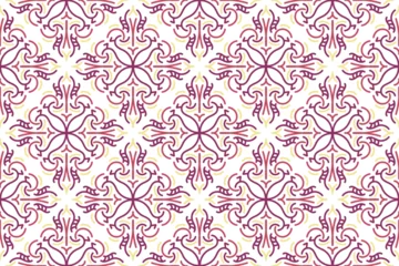 Tuinposter oriental pattern. White and purple background with Arabic ornaments. Pattern, background and wallpaper for your design. Textile ornament. Vector illustration. © Ahmad Taufiq
