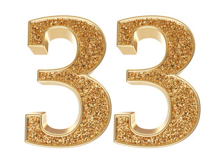 Gold 3d Number 33 luxury render
