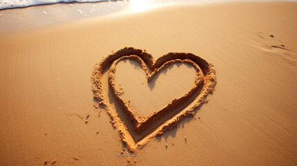Seaside Affection: A Symbol of Love Drawn in the Sand at the Beach