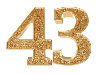Gold 3d Number 43 luxury render