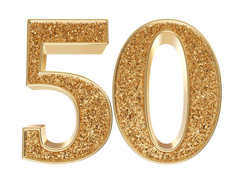 Gold 3d Number 50 luxury render