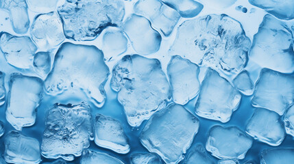 Arctic Elegance: Panoramic View of Ice Cubes, Capturing the Essence of Cool Water