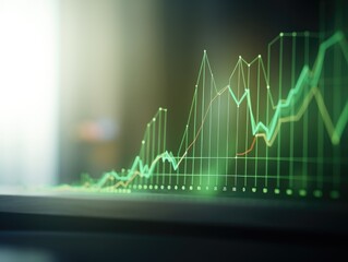 A close up of a graph chart on a computer screen. Generative AI.