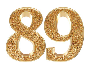 Gold 3d Number 89 luxury render