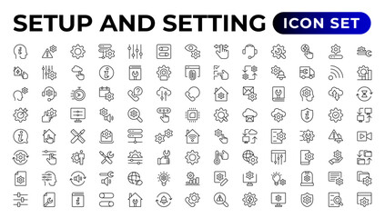 Setup and setting thin line icons.Outline icon collection. - obrazy, fototapety, plakaty