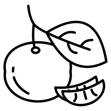 black and white tangerine fruit and slices clip art preview