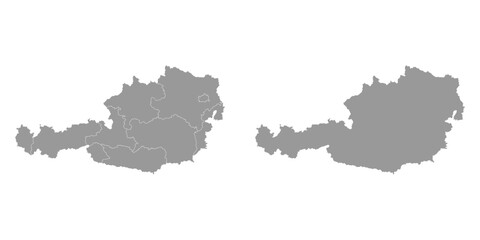 Austria grey map with states. Vector illustration. - obrazy, fototapety, plakaty