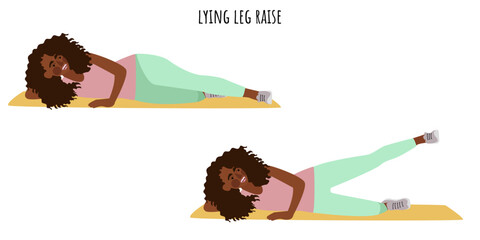 Young woman doing lying leg raise exercise