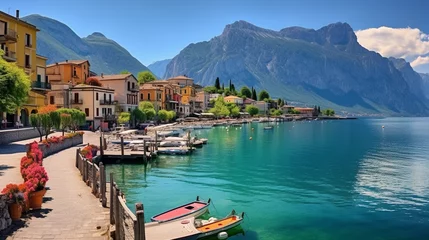Fotobehang Idyllic Riva del Garda: Tranquil Beauty by Lake Garda in Trentino, Italy © Maximilien