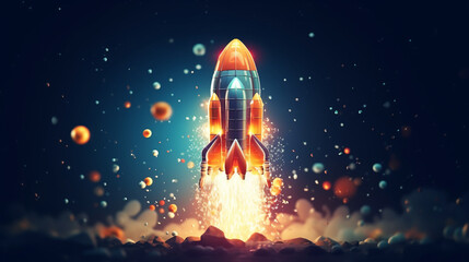 Triumph: Spaceship Rocket Soars into the Cosmos