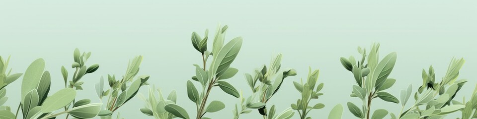 Sage herb on the light green background as banner, herbalism concept