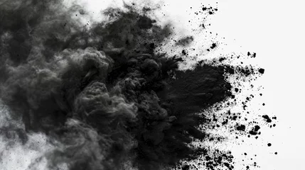 Foto op Plexiglas Abstract black powder splash background, paint brush © MstAsma