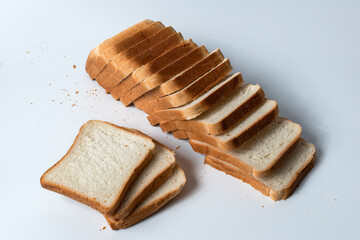 Bread toast on a white background. Flour pastries