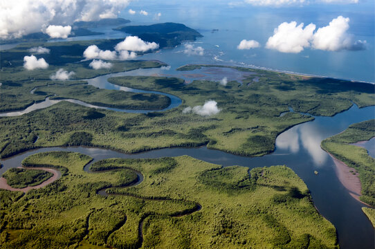 Costa Rica, Central America - T&eacute;rraba-Sierpe Wetland, Delta Sierpe River and Terraba river, Rio Sierpe, Rio Grande de Terraba, gateway to Corcovado National Park, Osa Peninsula, Puntarenas province