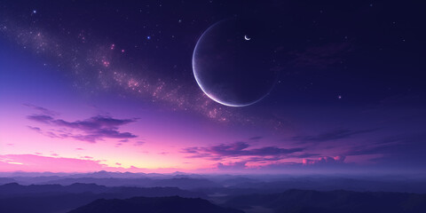 cosmic landscape of the night sky
