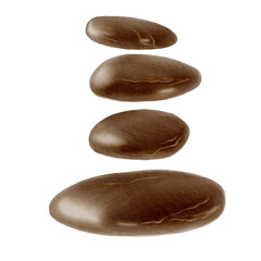 Watercolor massage stones. Accessory for aromatherapy. Wellness and beauty salon spa concept. Healthy lifestyle. Isolated hand drawn illustration on white background.