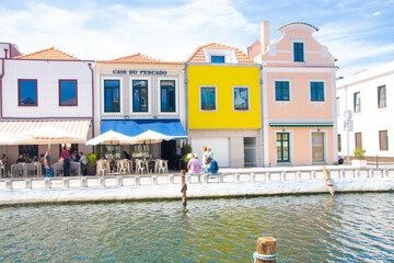 The central canal of Aveiro in Portugal - 703755330