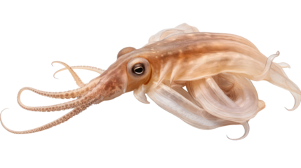 squid (ocean marine animal) isolated on transparent background cutout 