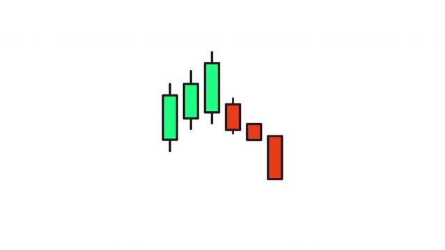 Graphic animation of green and red bars increasing and decreasing annotation on a white background. Develop graphic business concept. Chart animation for business presentations.
