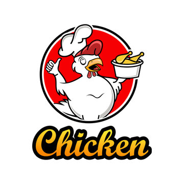 Chicken mascot or chicken chef design logo template illustration