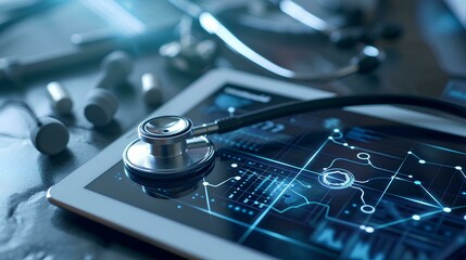 stethoscope on the computer keyboard