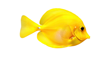 yellow tang swimming, isolated on transparent background cutout 