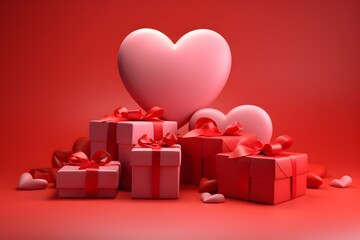 Valentine's Day Hearts and Gift Boxes