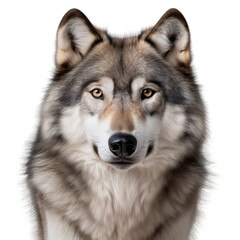 Obraz premium wolf, face shot isolated on transparent background cutout