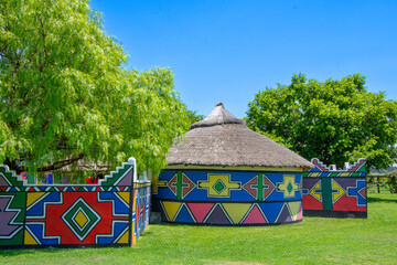 Original architecture of a traditional Ndebele village in South Africa